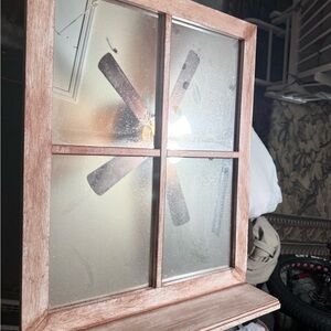 Rustic Brown Window Pane Mirror